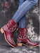 Vintage-Western-Stiefeletten mit Stickerei und spitzer Kappe
