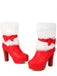 Weihnachtsstiefeletten mit Kunstfellbesatz, Schleifen und Blockabsatz