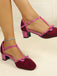 Vintage-T-Riemen-Pumps mit Schleife und Blockabsatz