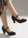 Vintage Mary-Jane-Pumps mit Spitze, Schnallenriemen und Blockabsatz