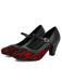 Vintage Mary-Jane-Pumps mit Spitze, Schnallenriemen und Blockabsatz