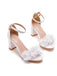 Weiß 3D Blume Klobiger Absatz Sandalen