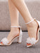 Weiß 3D Blume Klobiger Absatz Sandalen
