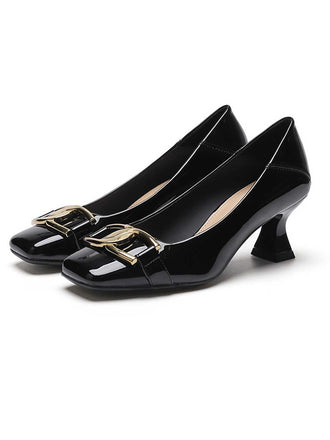 Quadratische Zehenpartie Patent High Heels Schuhe