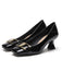 Quadratische Zehenpartie Patent High Heels Schuhe