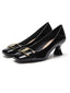 Quadratische Zehenpartie Patent High Heels Schuhe