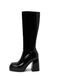 Solide Patent Leder Round Toe Hoher Absatz Stiefel