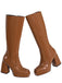 Solide Patent Leder Round Toe Hoher Absatz Stiefel