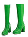 Solide Patent Leder Round Toe Hoher Absatz Stiefel