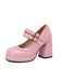 Retro Mary Jane Patent Leather Platform Chuny Heels