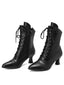 Retro Leder Hohem Absatz Stiefel