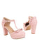 Aprikose PU Leder Bogen T-Träger High Heels