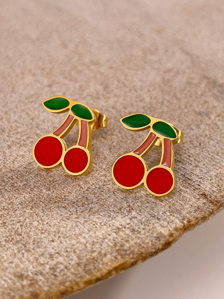 Vintage Legierung Erdbeere & Kirsche Obst Ohrringe