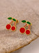 Vintage Legierung Erdbeere & Kirsche Obst Ohrringe