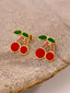 Vintage Legierung Erdbeere & Kirsche Obst Ohrringe