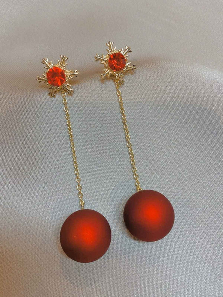 Rot Weihnachten Schneeflocken & Bälle Ohrringe