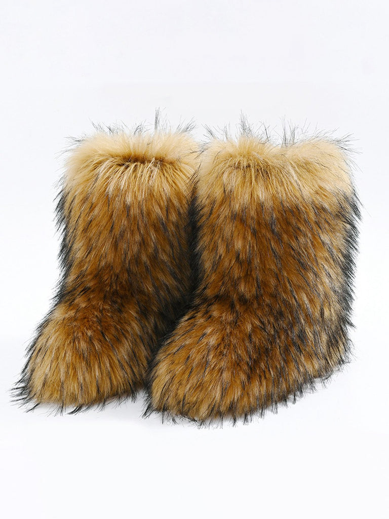 Vintage Kunstpelz Winter Schneestiefel