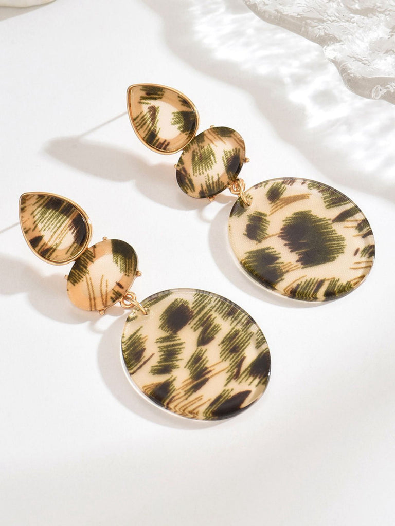 Vintage Leopard Drucken Tropfen Ohrringe