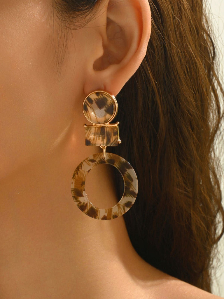 Vintage Leopard Drucken Tropfen Ohrringe