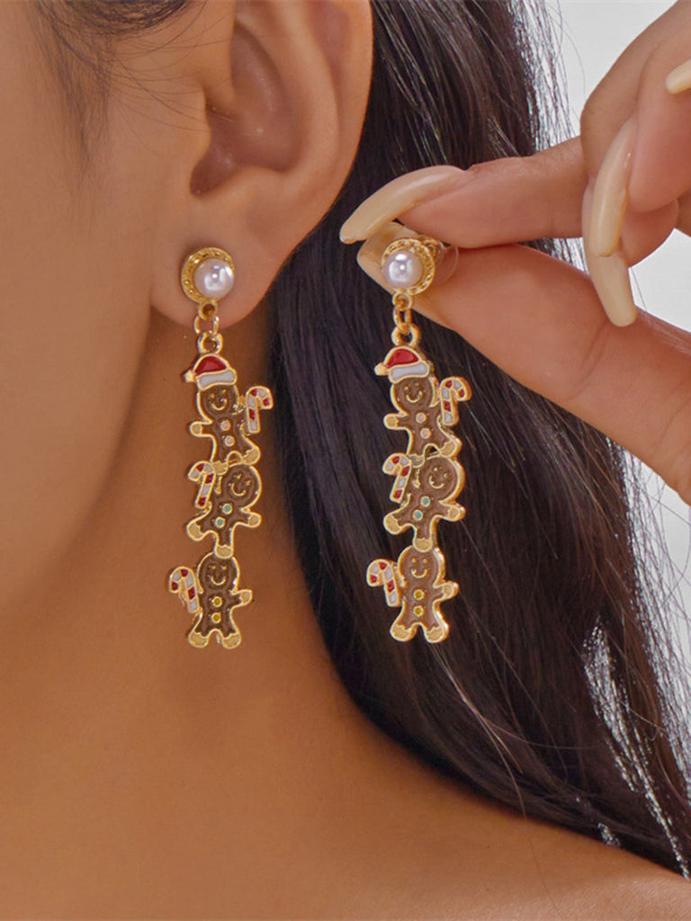 Weihnachten Multi-Lebkuchenmann Perlen Ohrringe