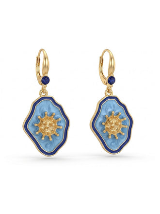 Vintage Ohrringe mit blauem Blumen-Anhänger