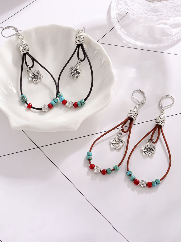 Bohemian Vintage Ohrringe mit Blumen und Perlen