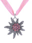 Rosa Edelweiß-Choker mit Kristallen und Samtband