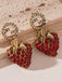 Rote Ohrringe mit Erdbeere und Strass