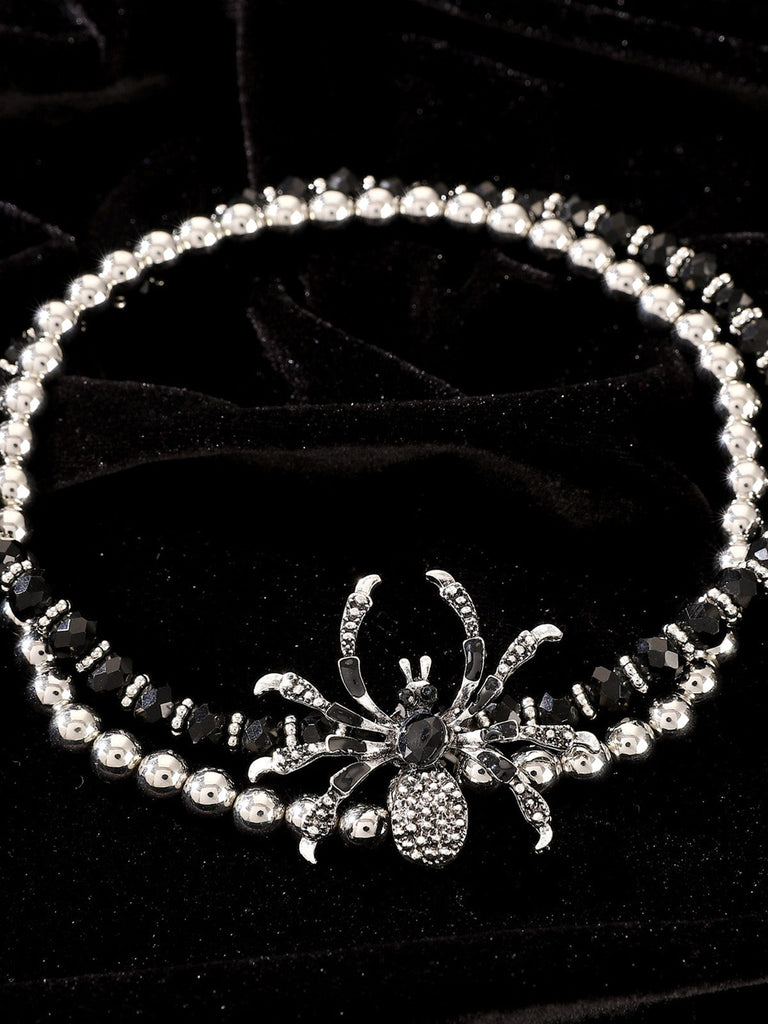 Gothic Schmuck mit Spider und Charm in Silber & Schwarz