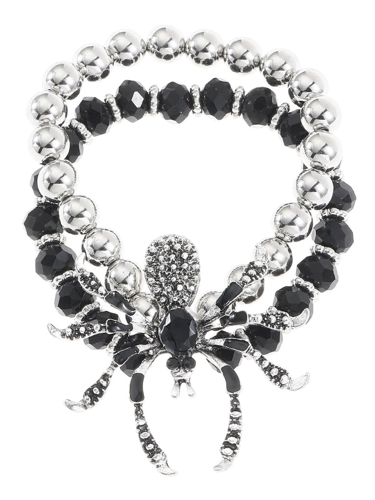 Gothic Schmuck mit Spider und Charm in Silber & Schwarz