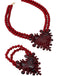 Rotes Armband mit Herz und Perlen