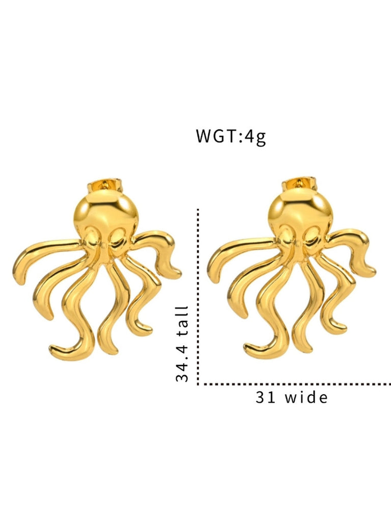 Goldene Ohrhänger mit Marine und Oktopus