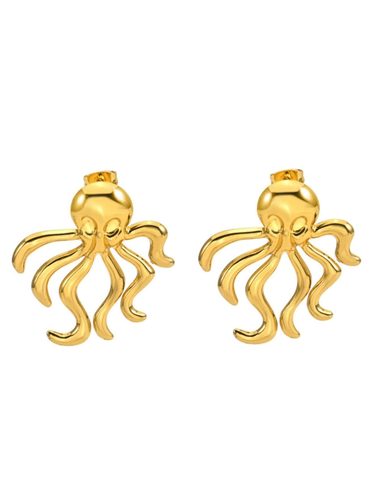 Goldene Ohrhänger mit Marine und Oktopus