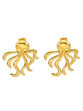 Goldene Ohrhänger mit Marine und Oktopus