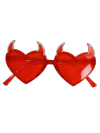 Rote Vintage-Sonnenbrille mit Herz und Strass