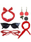 50er Vintage-Accessoire-Set mit Polka-Dots und Cat-Eye-Brille