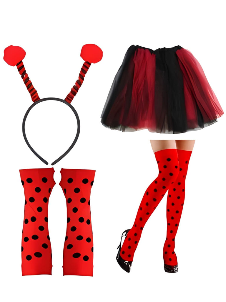 Rotes Marienkäfer-Accessoire-Set mit Polka-Dots