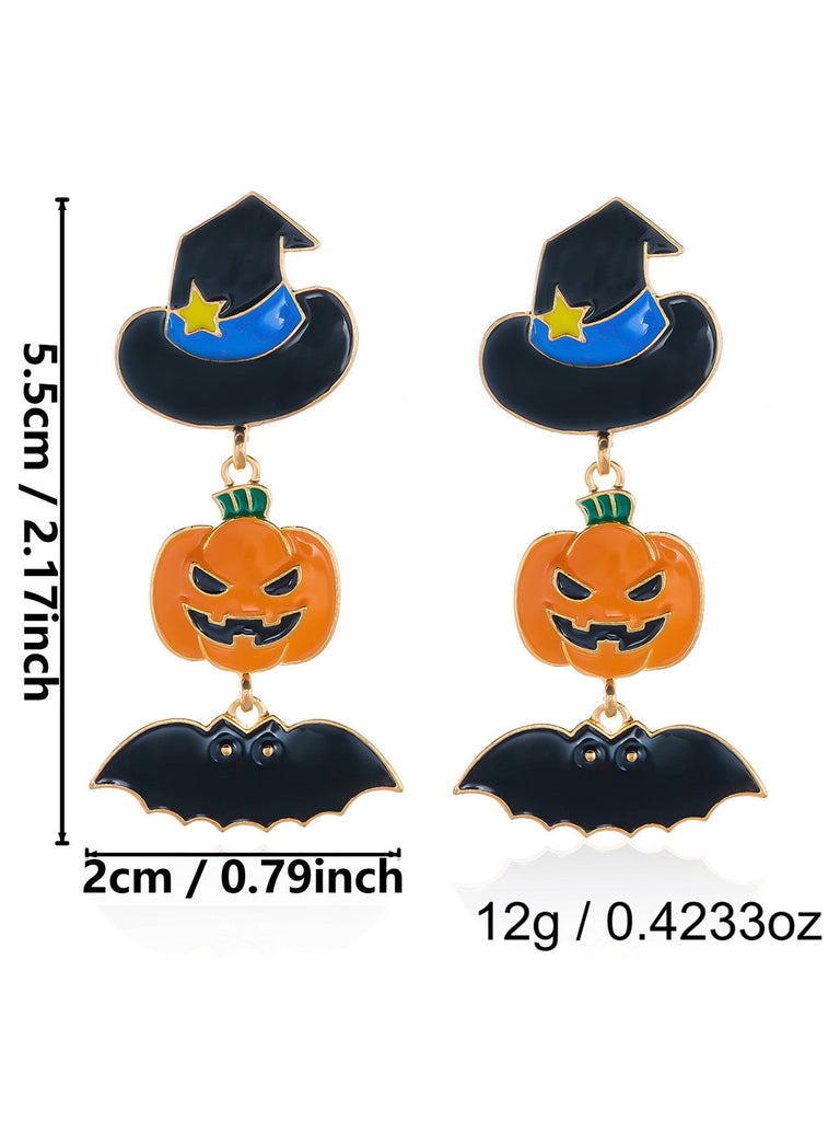 Halloween-Ohrringe mit dreiteiligen Hexenhüten und Strass