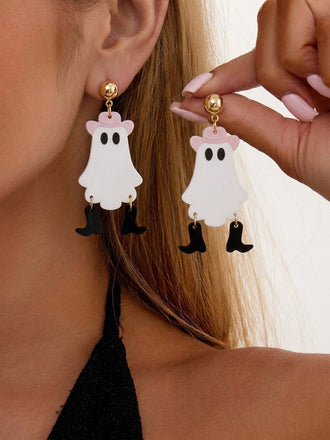Vintage Halloween Ohrringe mit Geist und Western-Stil