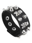Schwarzes Punk-Armband aus Leder mit Totenkopf und Nieten