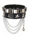 Schwarzes Lederarmband mit Stern und mehrreihiger Kette