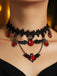 Rote Gothic Halskette mit Fledermaus und Bluttropfen