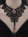 Gothic Halskette mit Spitze und Schmuckstein-Anhänger