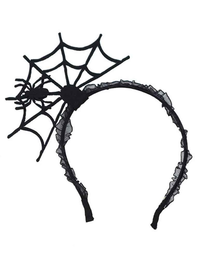 Schwarzes Halloween-Accessoire-Set mit Spinnennetz-Umhang
