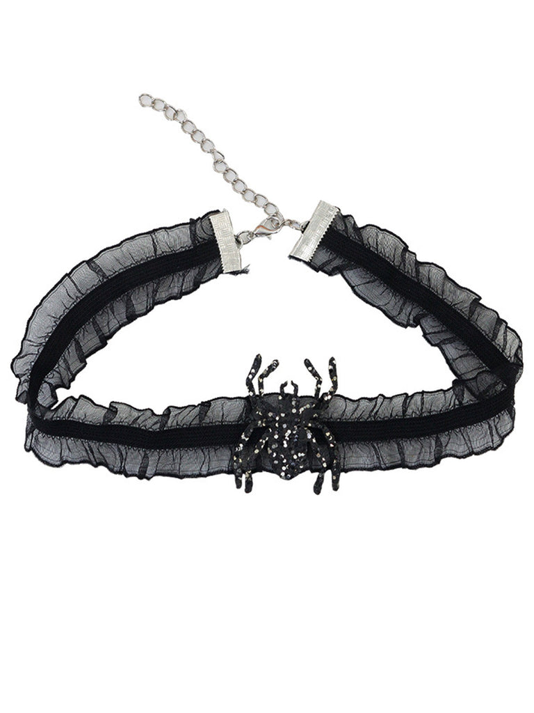 Schwarzes Halloween-Accessoire-Set mit Spinnennetz-Umhang