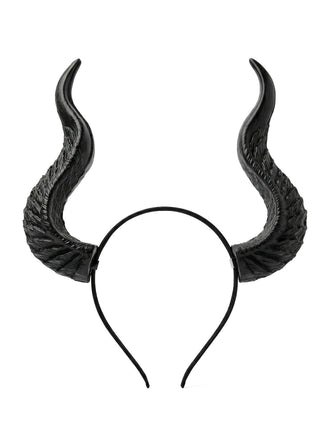 Schwarzes Halloween Haarband mit Hexenhörnern