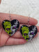 Halloween Herz-Ohrhänger mit Frankenstein-Braut-Print