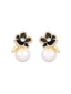 Goldene Blumen-Ohrstecker mit Perlen und Strass