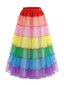 Regenbogen 50er Rock mit gestuft und Tüll