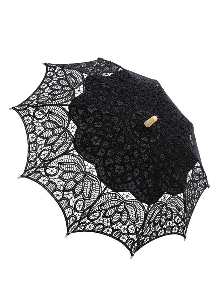 Grüner Spitzen-Sonnenschirm mit Blumen und Cut-out
